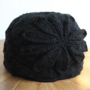Hand Crocheted Black Beanie Hat